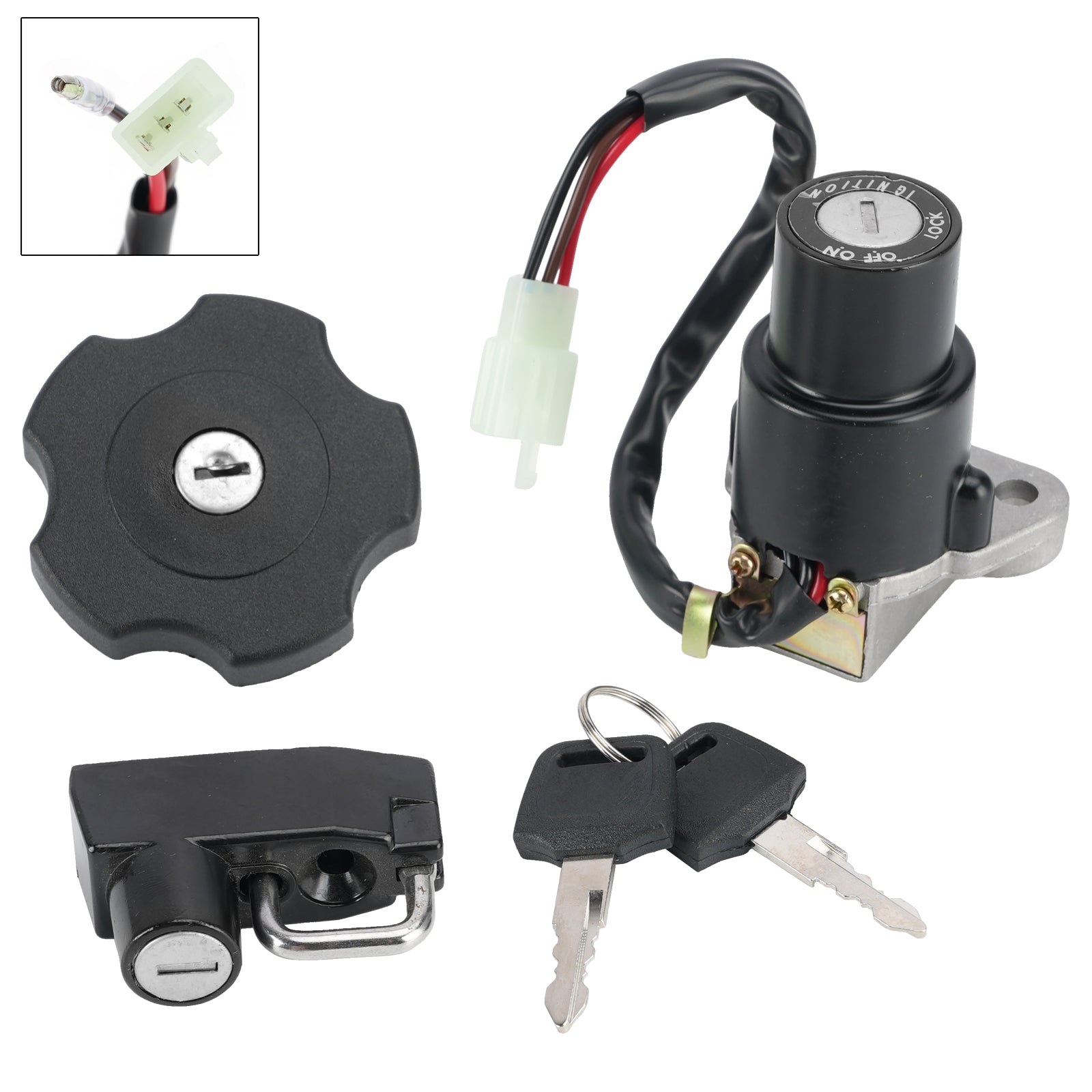 4-Wire Ignition Switch Fuel Cap Helmet Lock Set For Yamaha XT 600K XT600 91-94