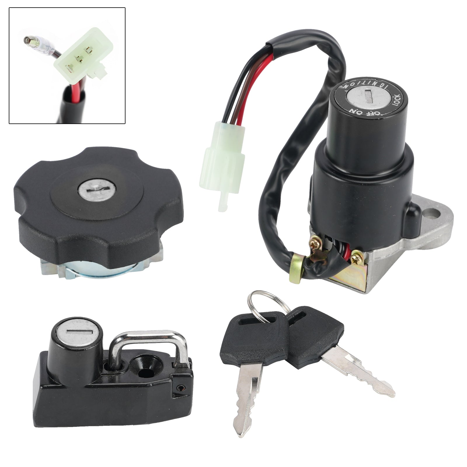 4-Wire Ignition Switch Fuel Cap Helmet Lock Set For Yamaha XT 600K XT600 91-94