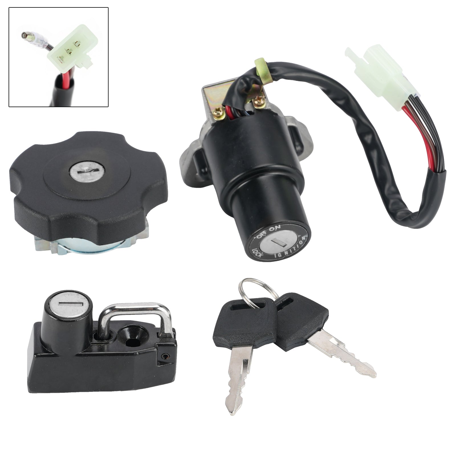 4-Wire Ignition Switch Fuel Cap Helmet Lock Set For Yamaha XT 600K XT600 91-94