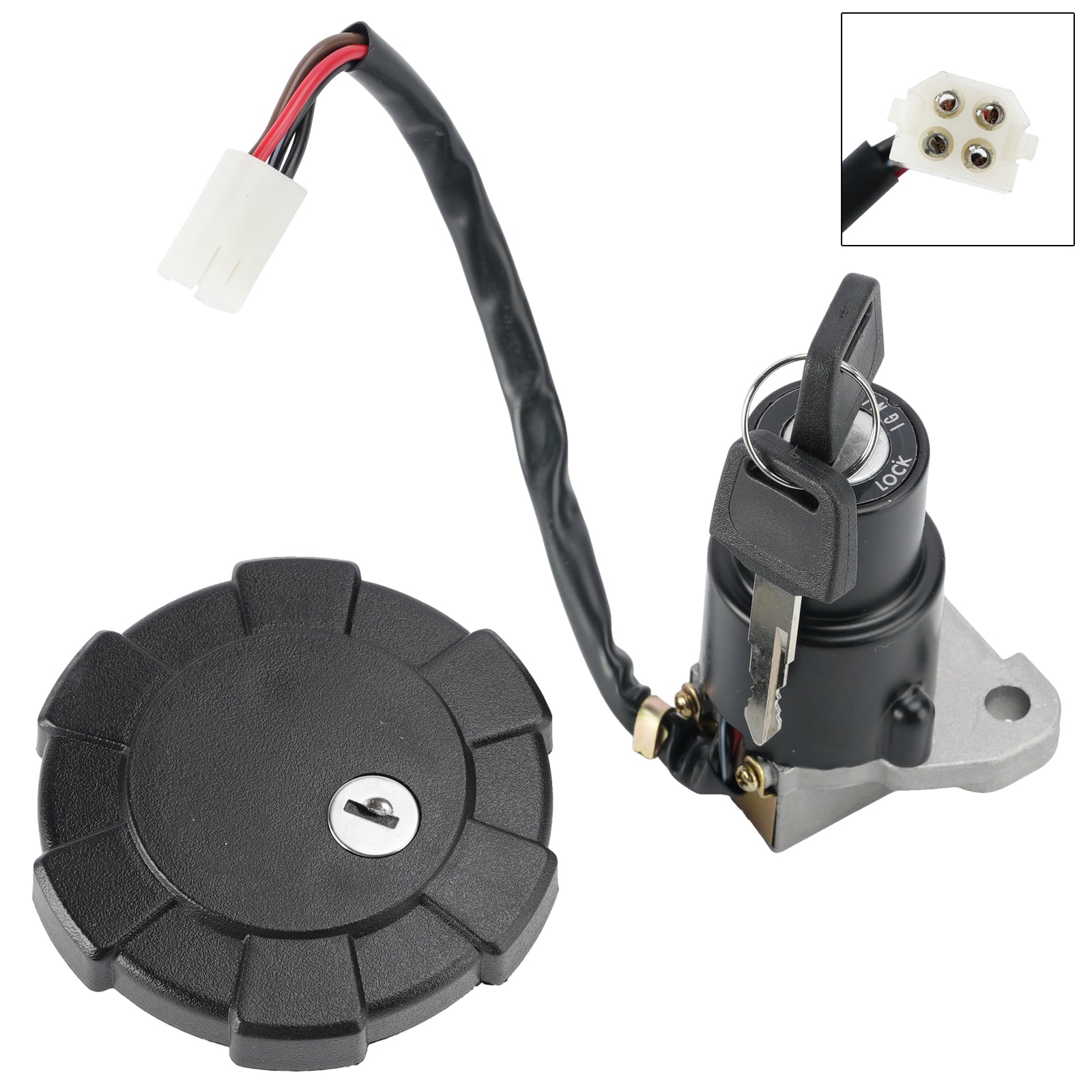 4-Wire Ignition Switch Fuel Cap Lock Set For Yamaha XT250 XT350 1985-1986