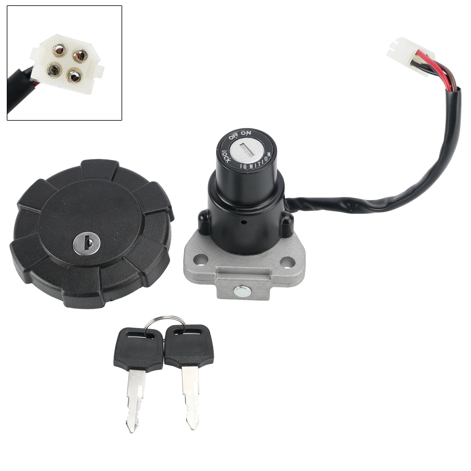 4-Wire Ignition Switch Fuel Cap Lock Set For Yamaha XT250 XT350 1985-1986