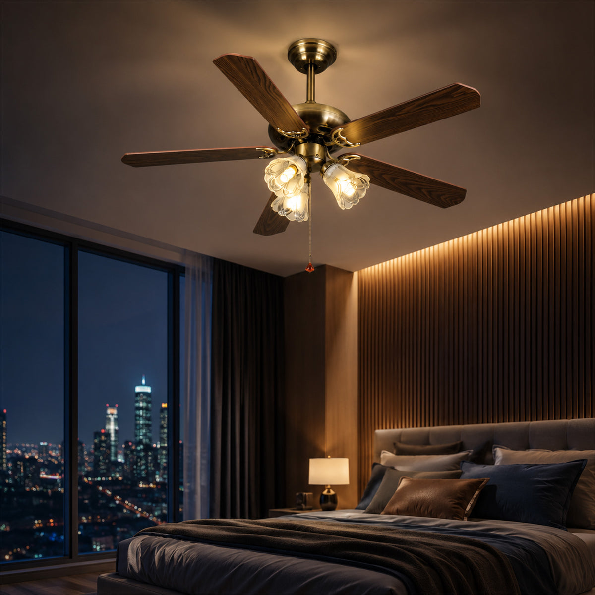 42-Inch Vintage Ceiling Fan with Light