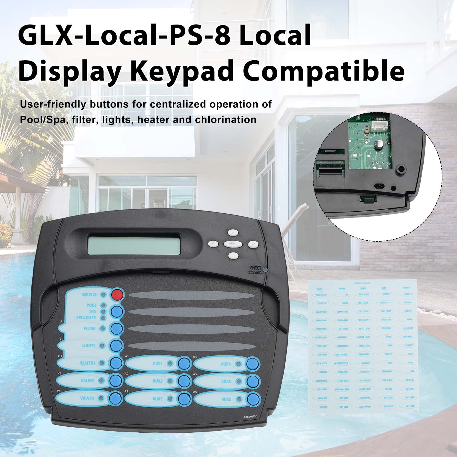 GLX-LOCAL-PS-8 Local Display Keypad for Control Panel Hayward Goldline AQL-PS-8