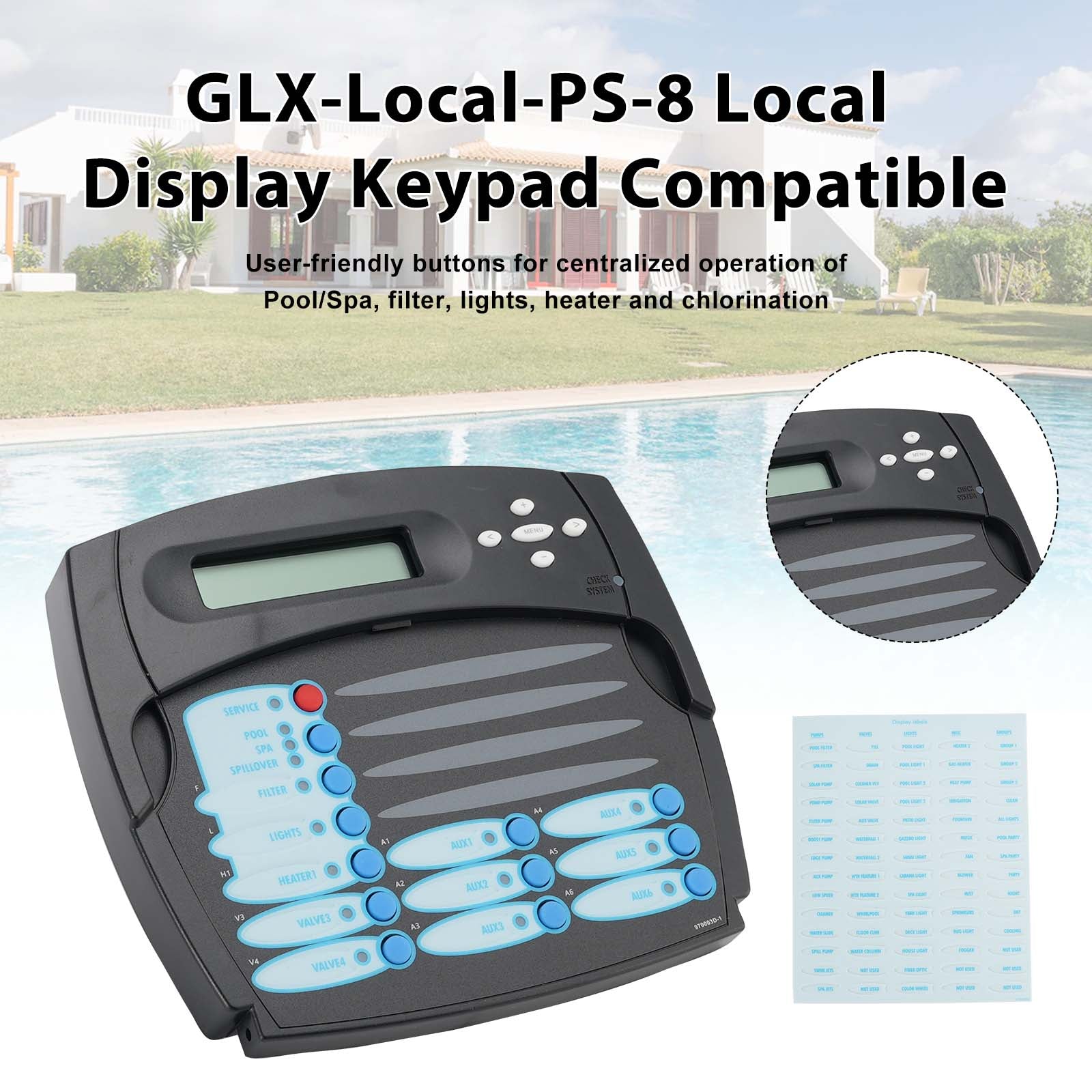 GLX-LOCAL-PS-8 Local Display Keypad for Control Panel Hayward Goldline AQL-PS-8