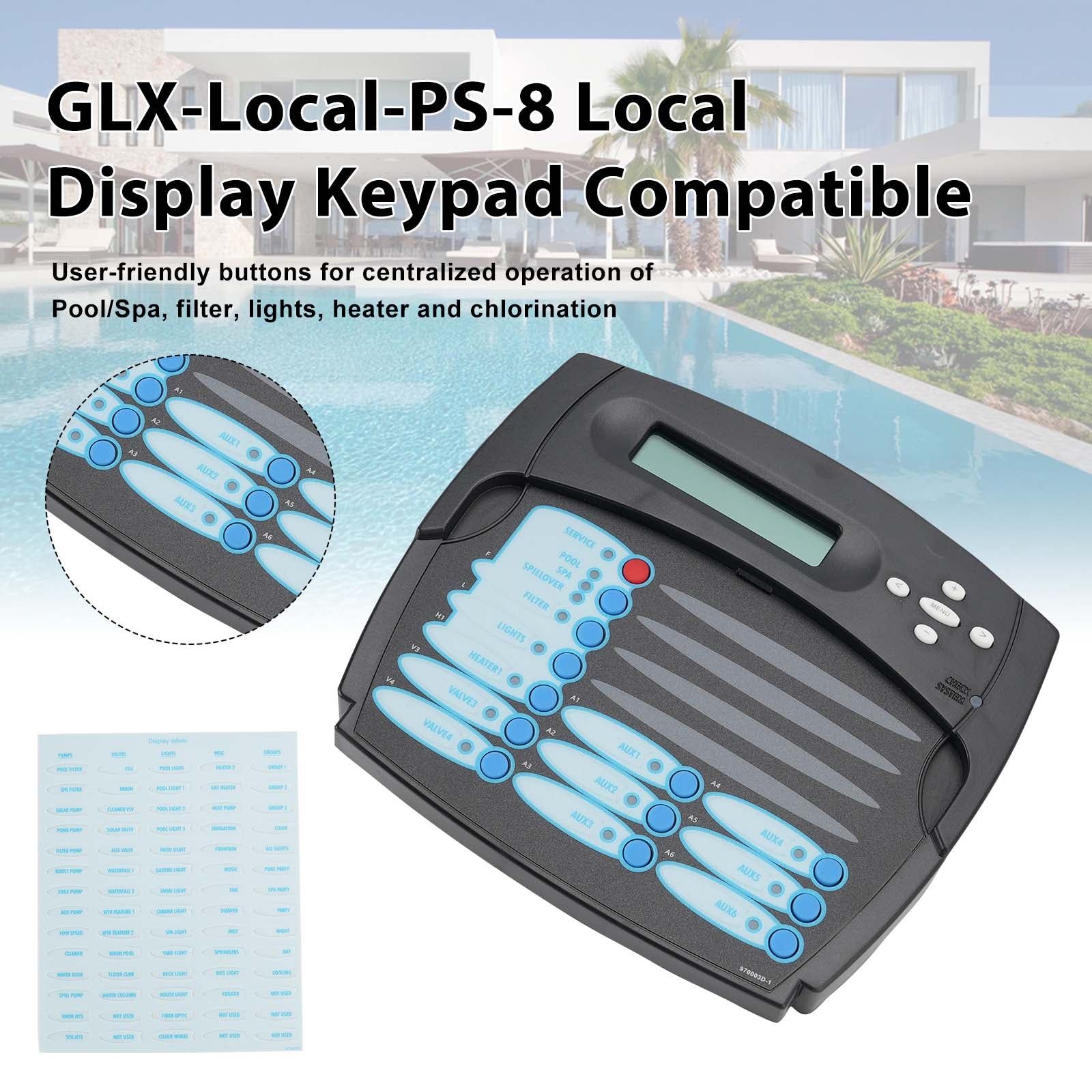 GLX-LOCAL-PS-8 Local Display Keypad for Control Panel Hayward Goldline AQL-PS-8