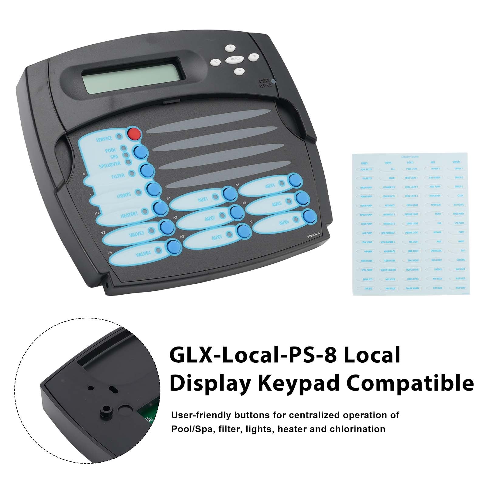 GLX-LOCAL-PS-8 Local Display Keypad for Control Panel Hayward Goldline AQL-PS-8