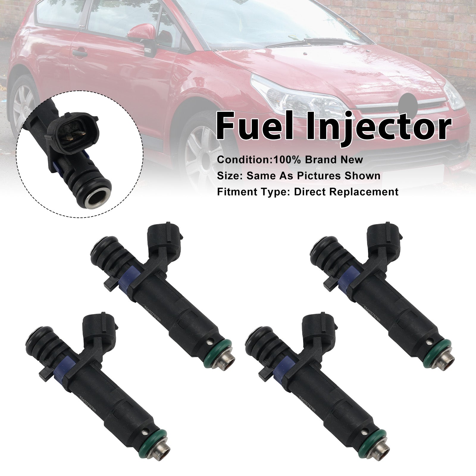 4Pcs Fuel Injector For Citro?n C4 Coupe 2006-07 C5 II 2004-2008 9660275780