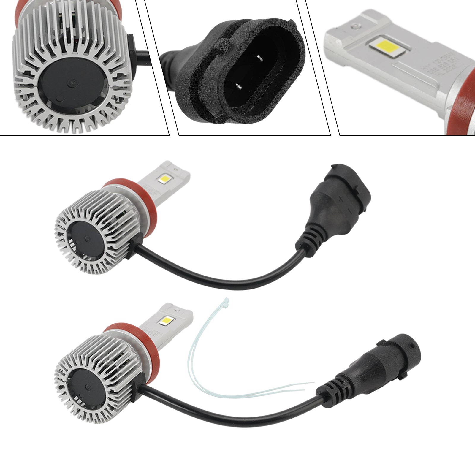 LED Headlight Bulb Kit Hi/Low Beam H8/H9/H11 12V 35W 6500K 2500LM For HELLA