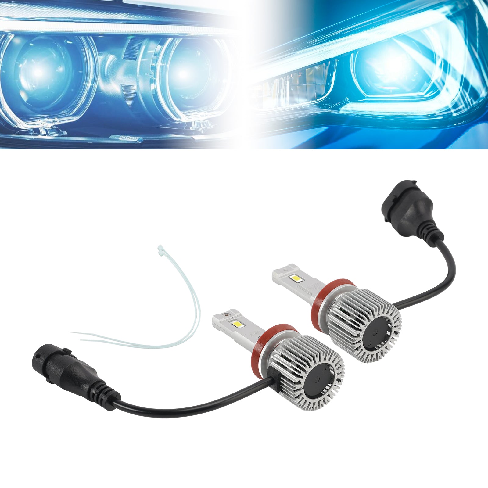 LED Headlight Bulb Kit Hi/Low Beam H8/H9/H11 12V 35W 6500K 2500LM For HELLA
