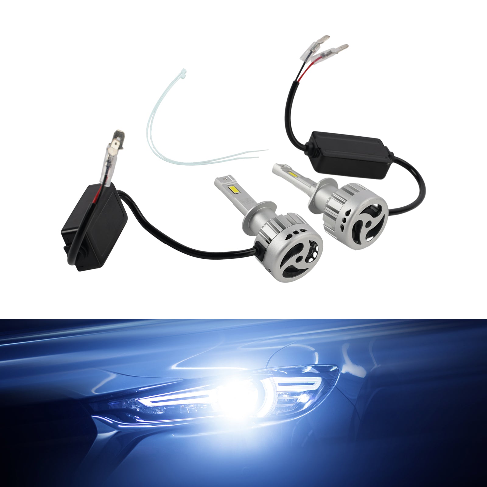 LED Headlight Bulb Kit High Low Beam Lamp H1 12V 55W 6500K 4000LM For HELLA