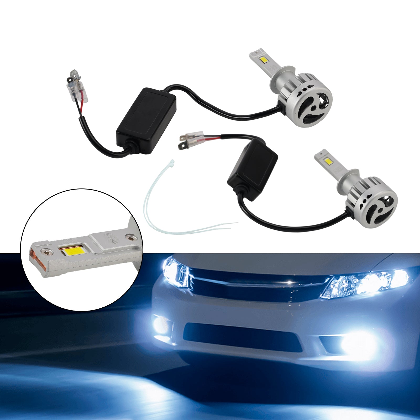 LED Headlight Bulb Kit High Low Beam Lamp H1 12V 55W 6500K 4000LM For HELLA