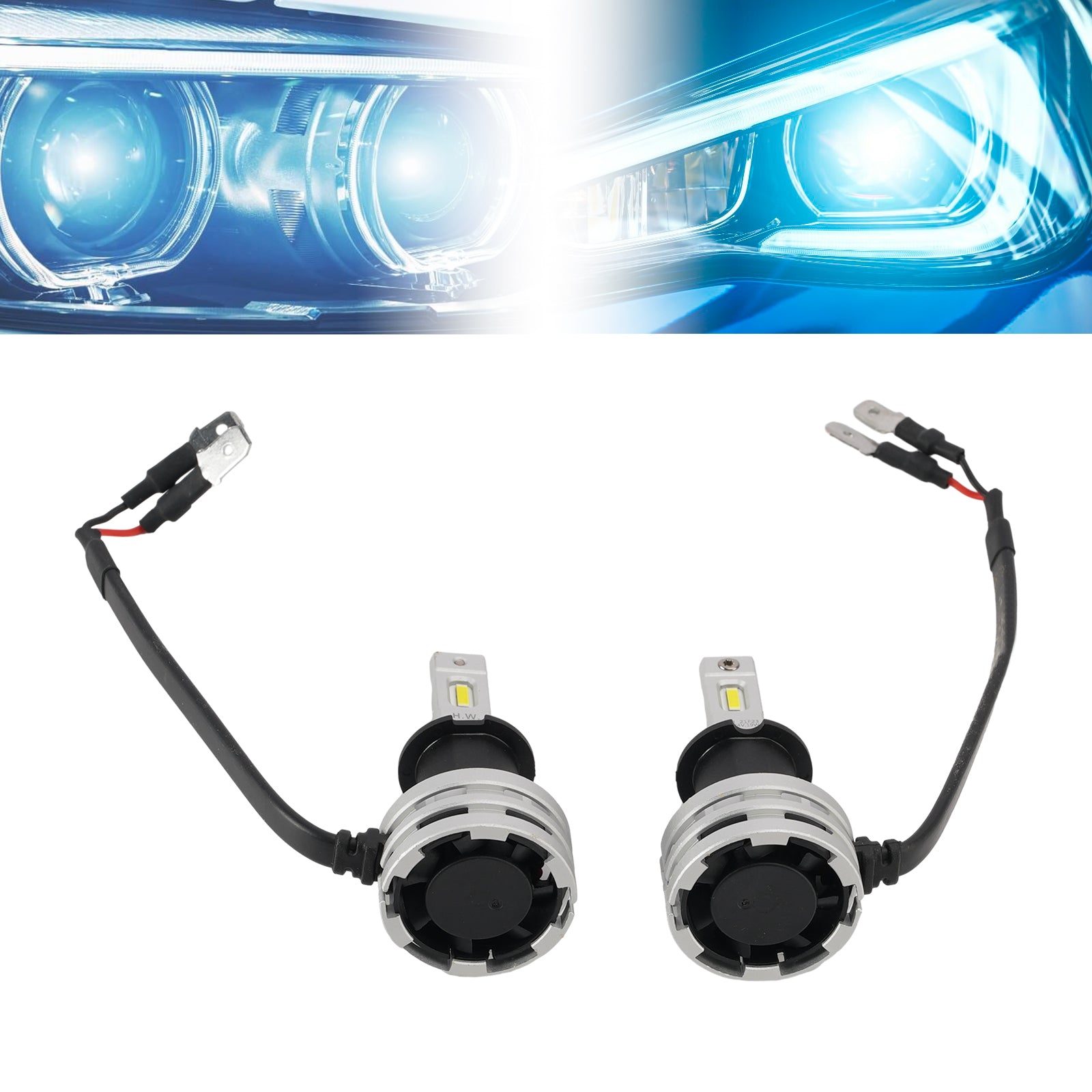LED Headlight Bulb Kit High Low Beam H3 12V 24W 6500K Fan Cooling For HELLA
