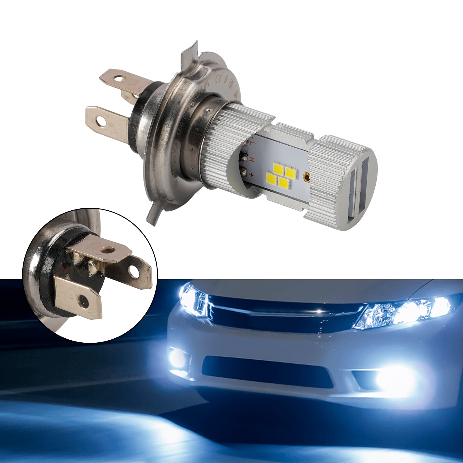 Motorcycle LED Headlight Bulb High Low Beam Lamp HS1 12V 9W 6500K For HELLA