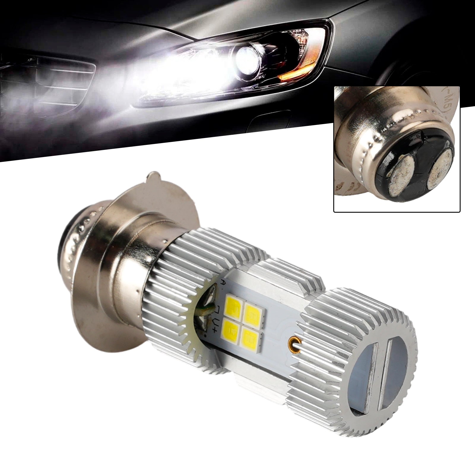 Motorcycle LED Headlight Bulb High Low Beam Lamp M5 12V 6W 6500K For HELLA