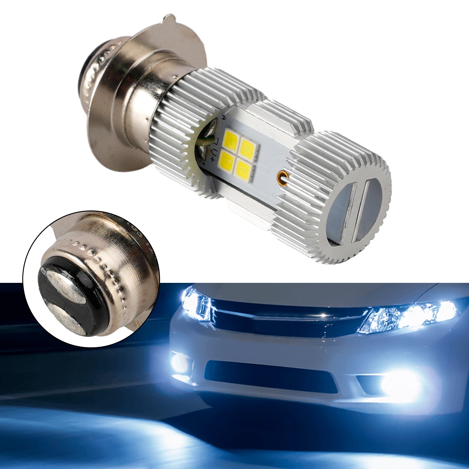 Motorcycle LED Headlight Bulb High Low Beam Lamp M5 12V 6W 6500K For HELLA