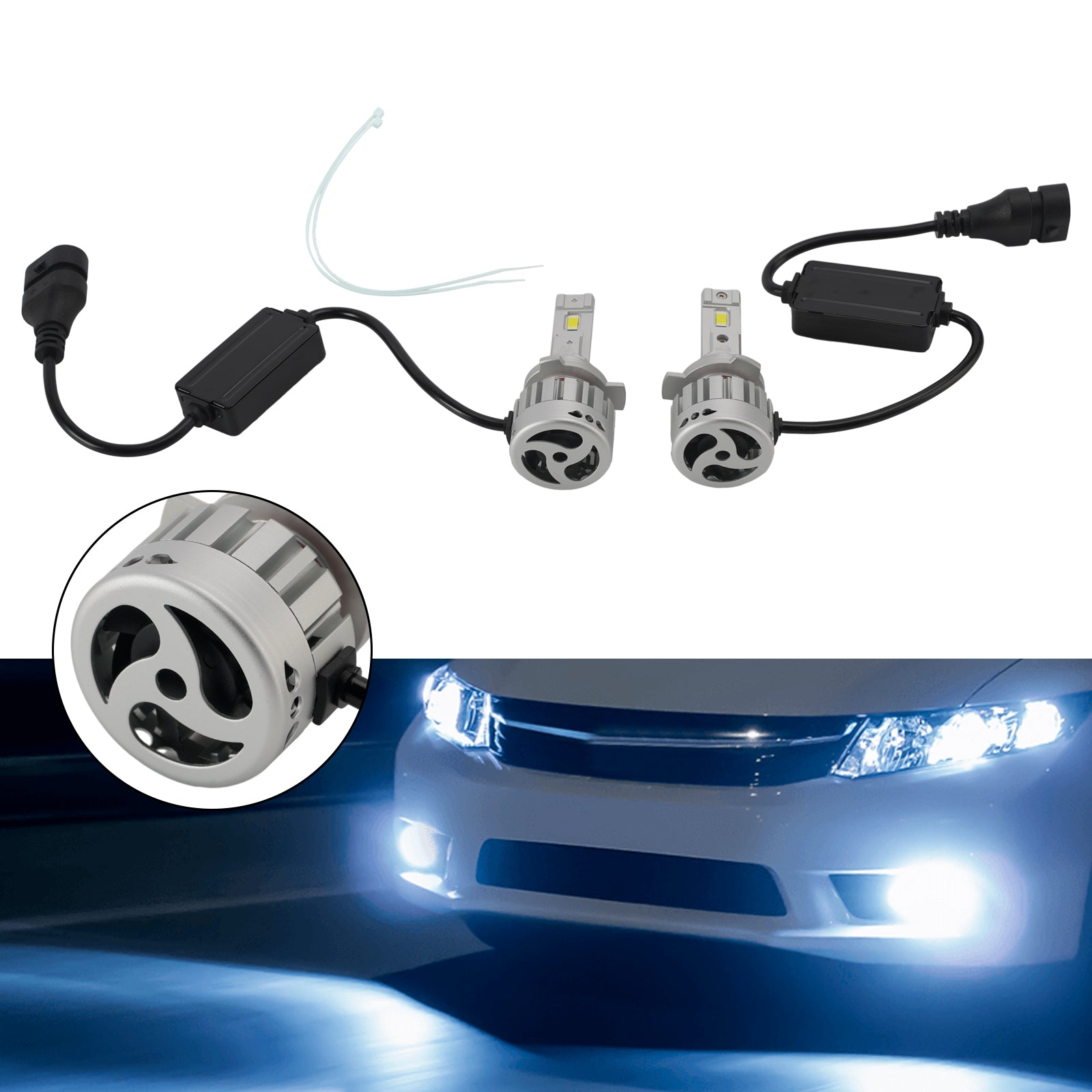 LED Headlight Bulb Kit High Low Beam HIR2 9012 12V 55W 6500K 4000LM For HELLA