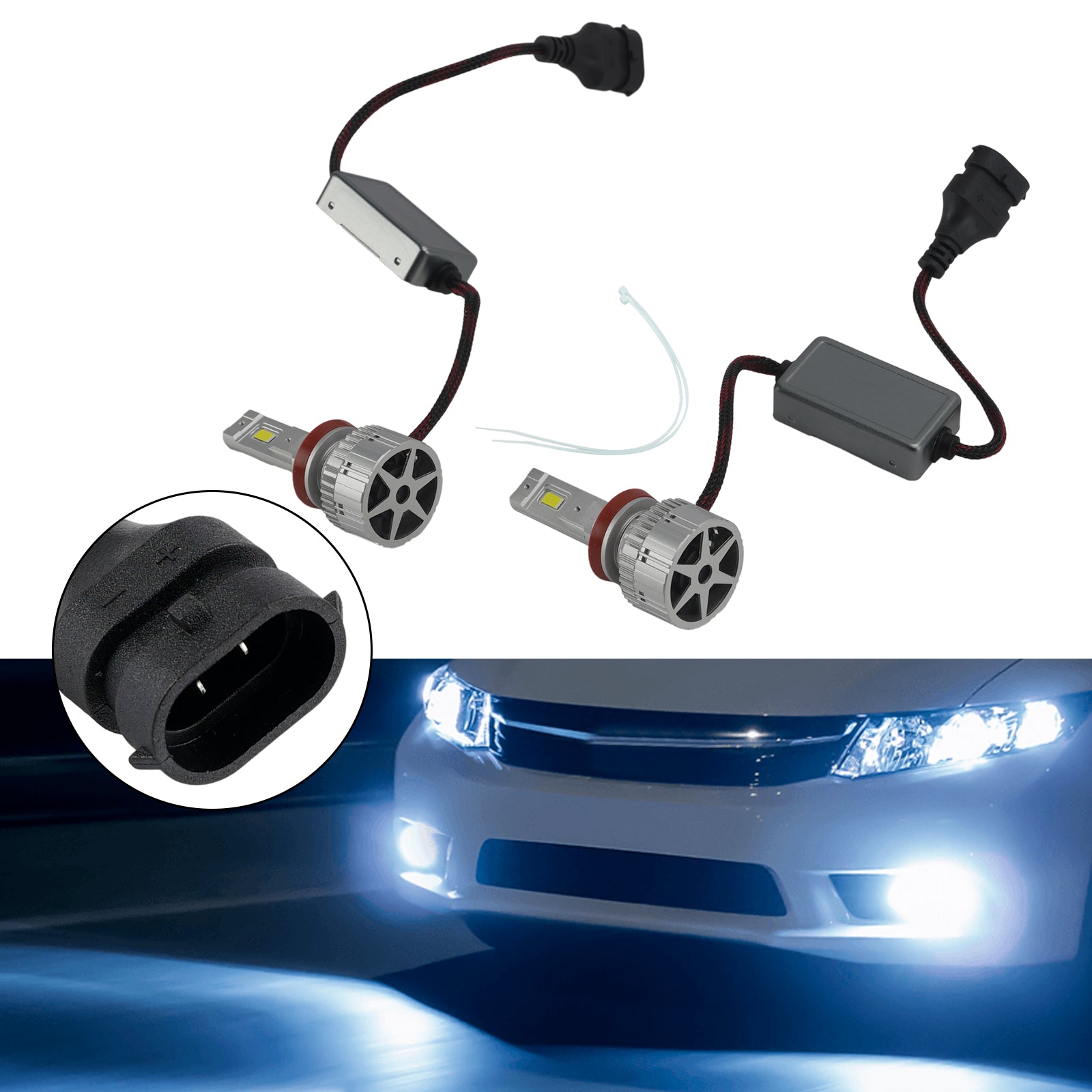 LED Headlight Bulb Kit High Low Beam Lamp H8 H9 H11 12V 75W 6500K For HELLA