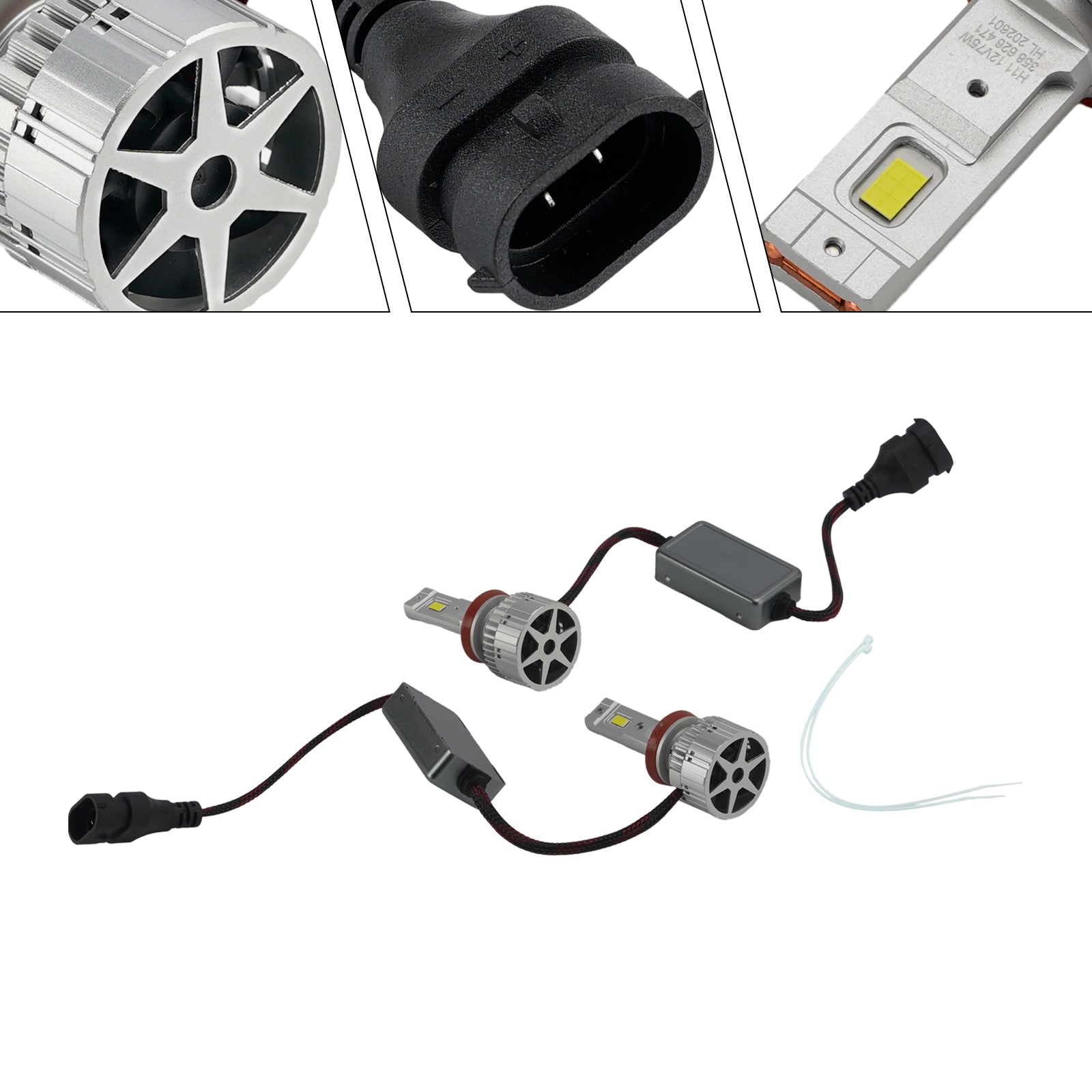 LED Headlight Bulb Kit High Low Beam Lamp H8 H9 H11 12V 75W 6500K For HELLA