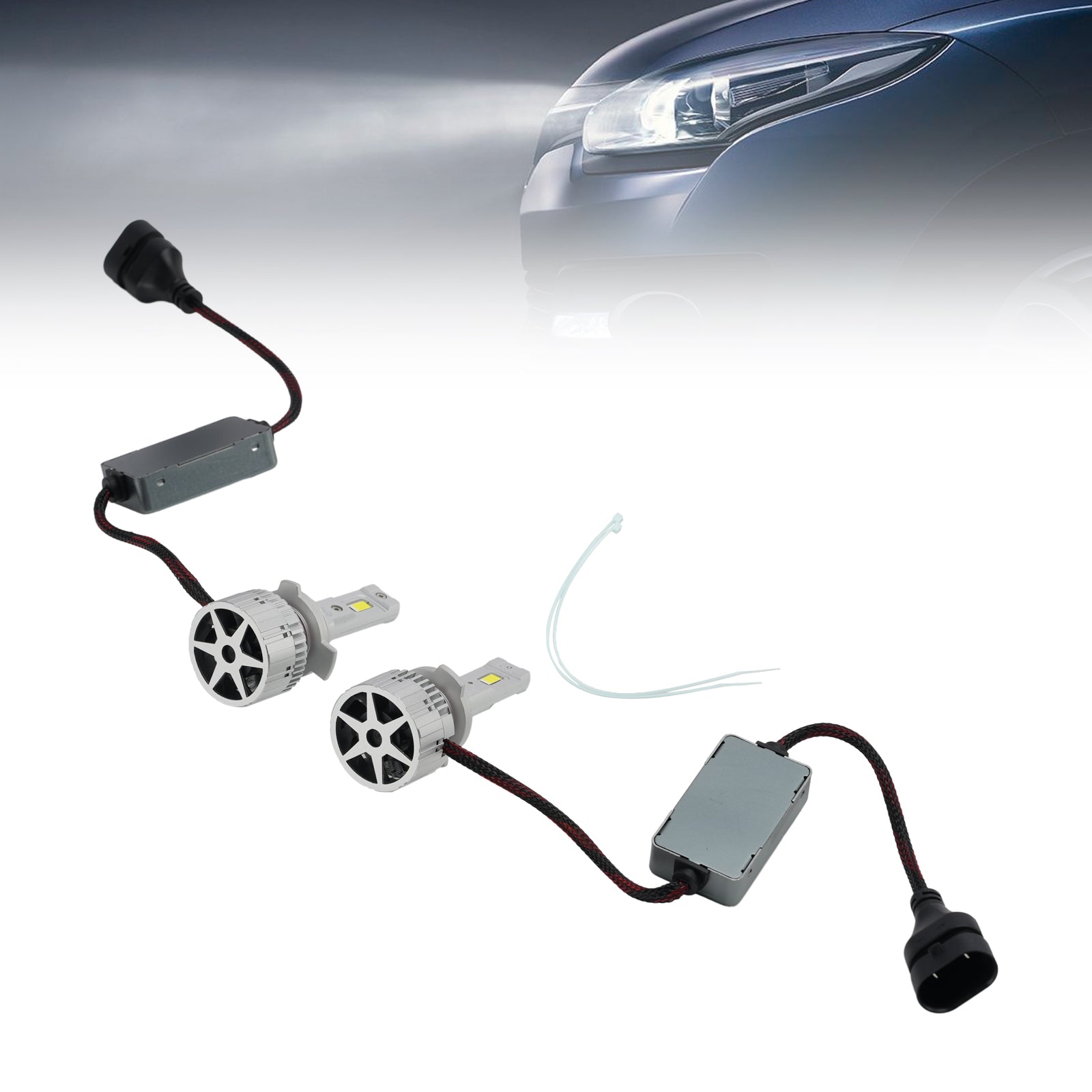 LED Headlight Bulb Kit High Low Beam Lamp HIR2 9012 12V 75W 6500K For HELLA