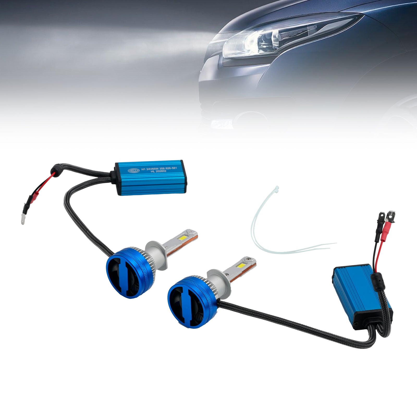 LED Headlight Bulb Kit High Low Beam Lamp H1 24V 65W 6500K For HELLA
