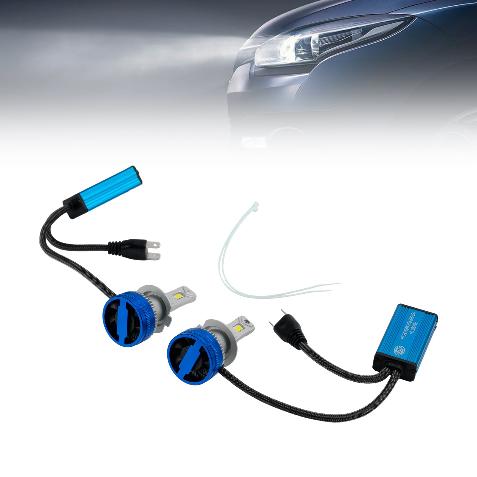 LED Headlight Bulb Kit High Low Beam Lamp H7 24V 65W 6500K For HELLA