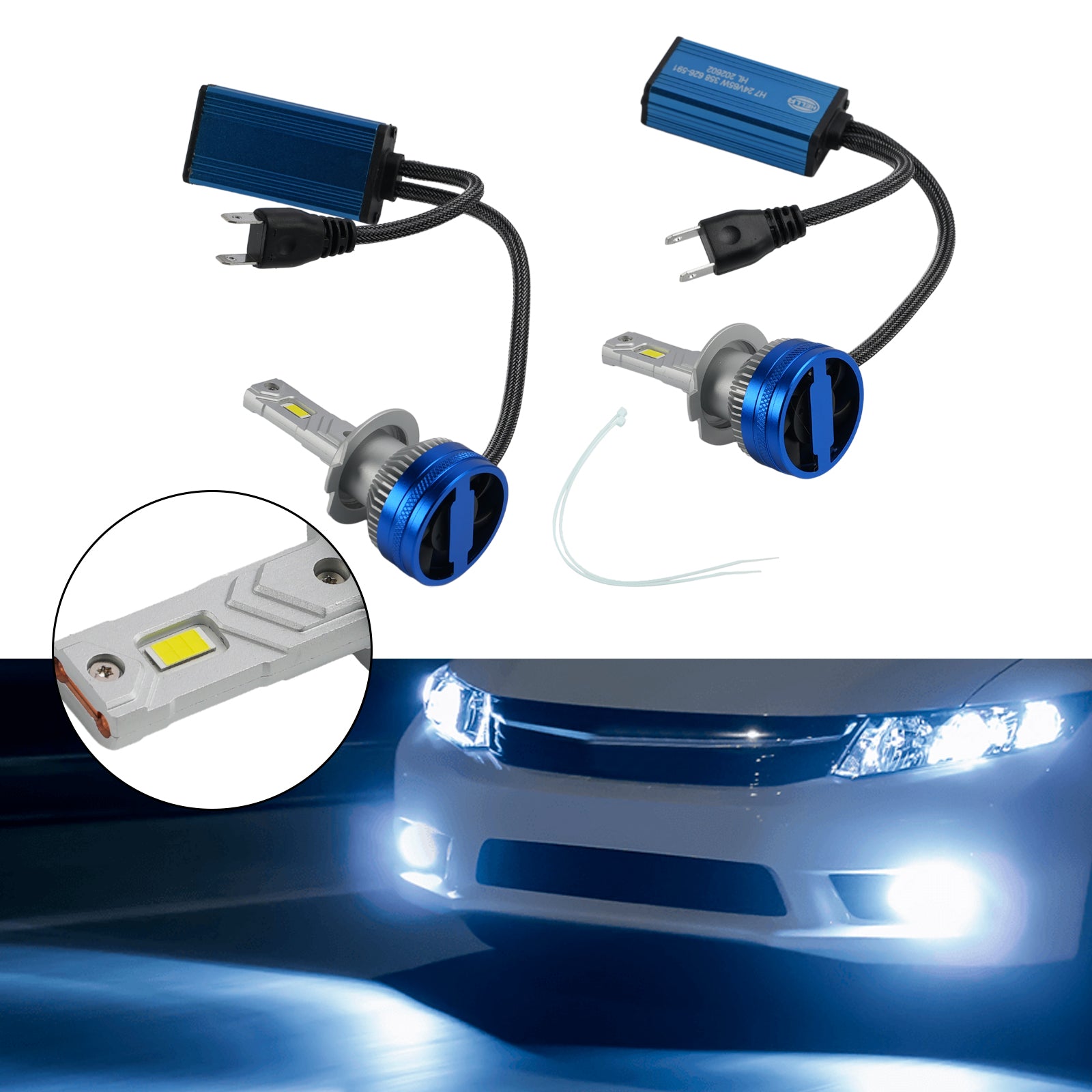 LED Headlight Bulb Kit High Low Beam Lamp H7 24V 65W 6500K For HELLA