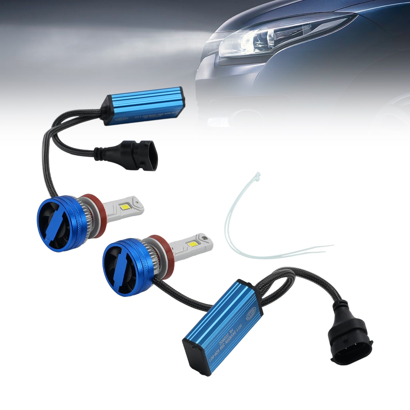 LED Headlight Bulb Kit High Low Beam Lamp H11 24V 65W 6500K For HELLA