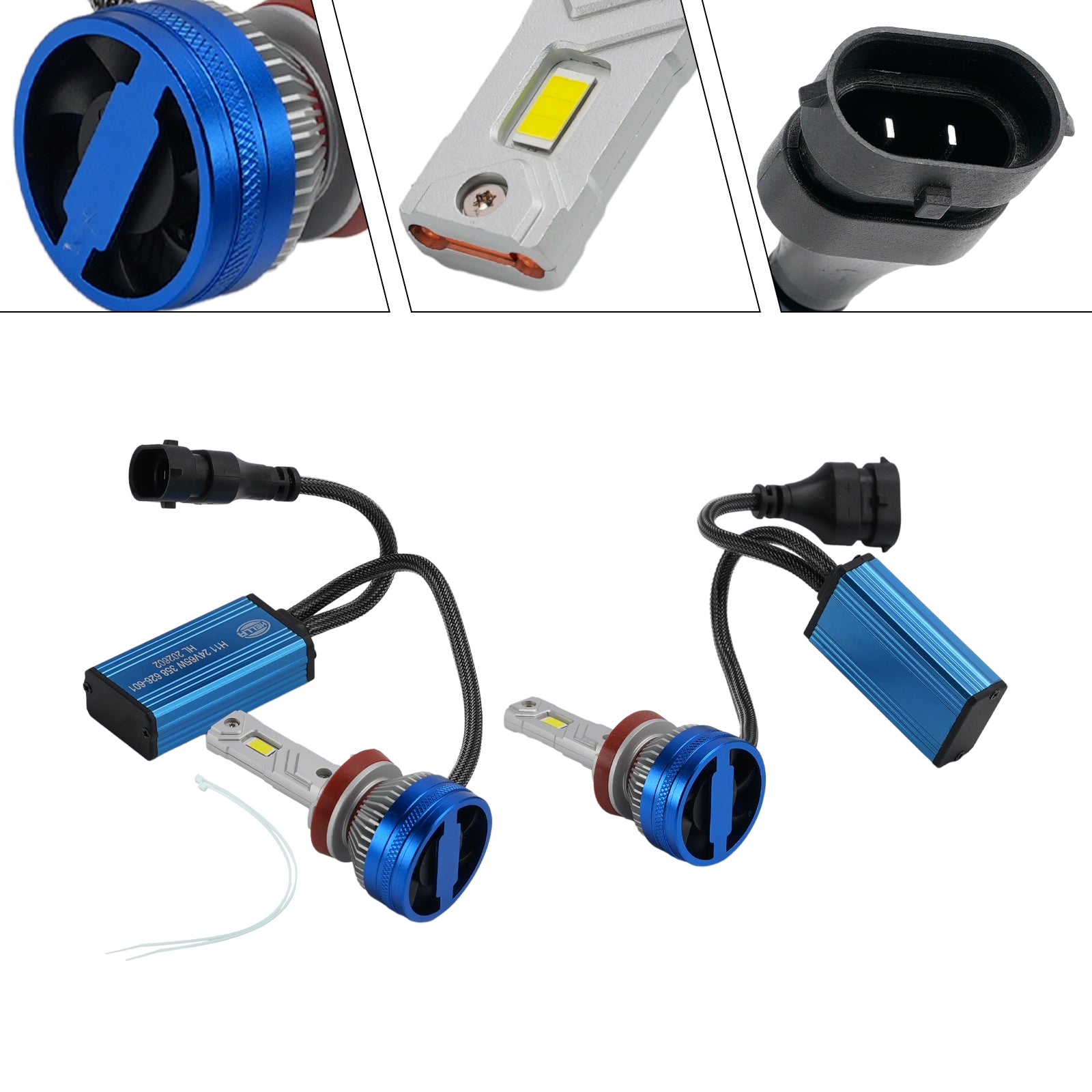 LED Headlight Bulb Kit High Low Beam Lamp H11 24V 65W 6500K For HELLA