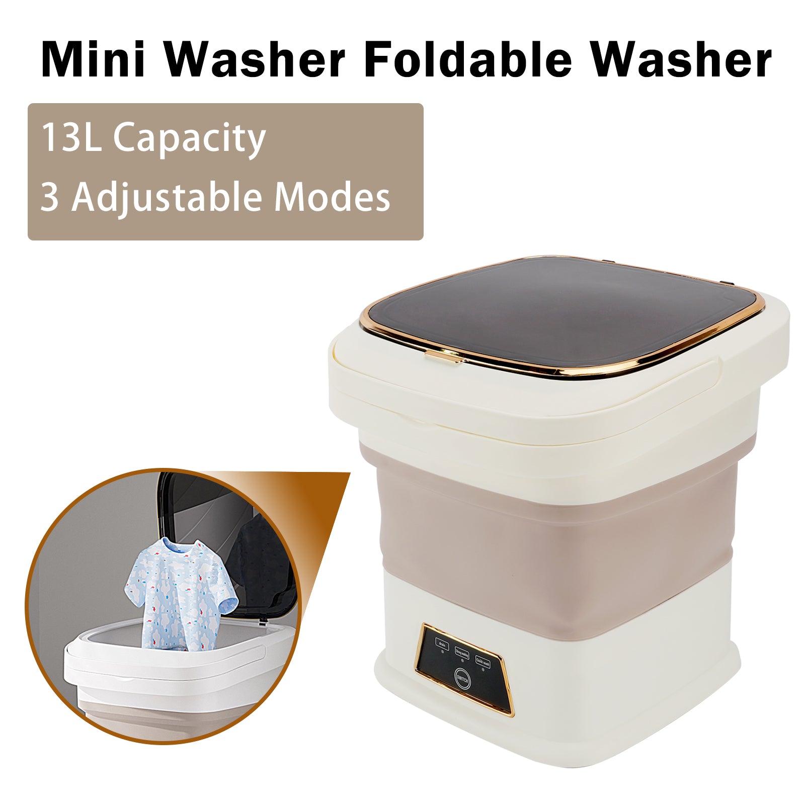 13L Portable Washing Machine Mini Washer Foldable Washer For Underwear Family