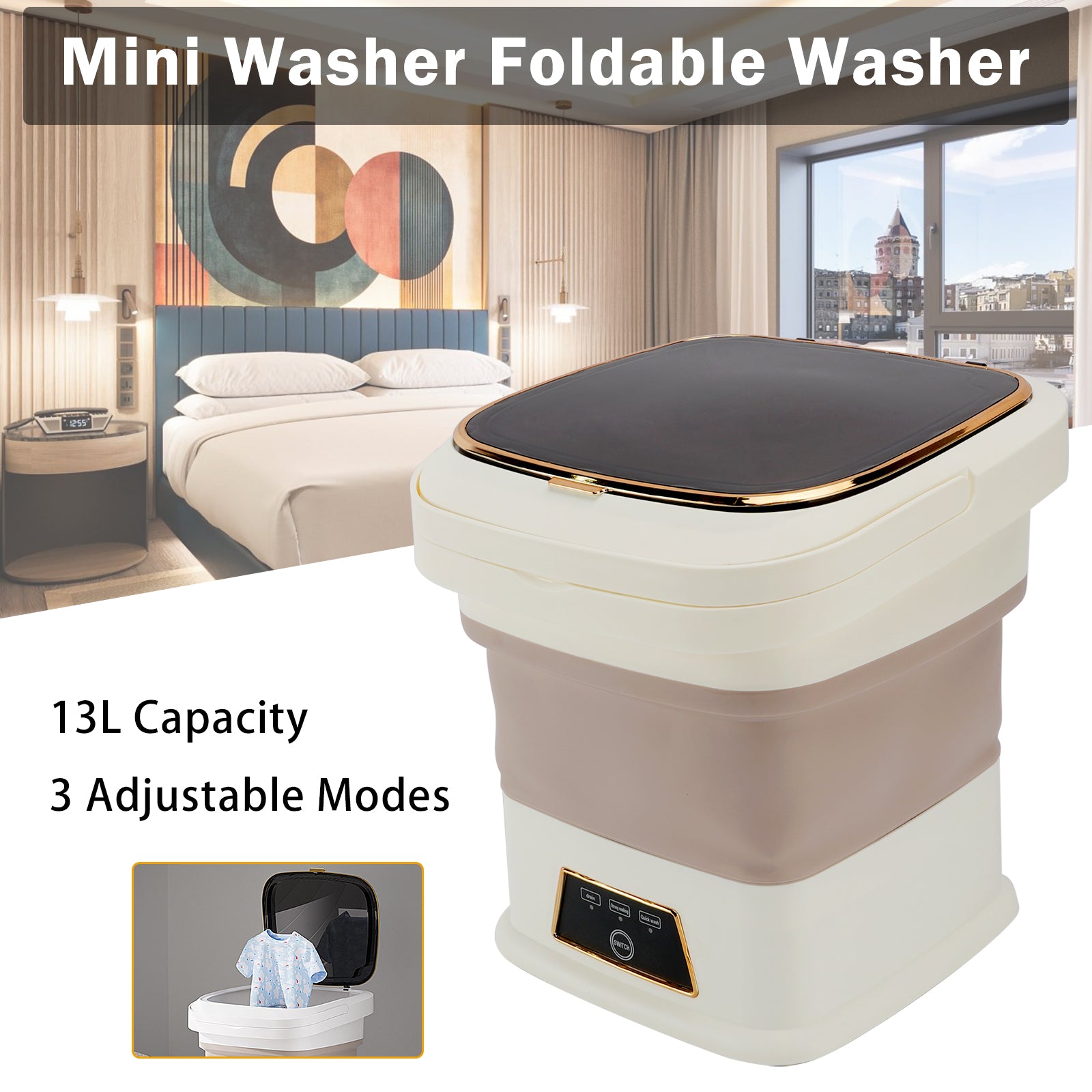 13L Portable Washing Machine Mini Washer Foldable Washer For Underwear Family