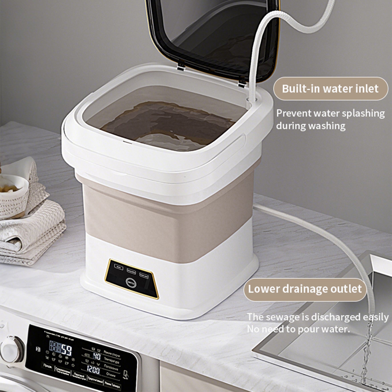 13L Portable Washing Machine Mini Washer Foldable Washer For Underwear Family
