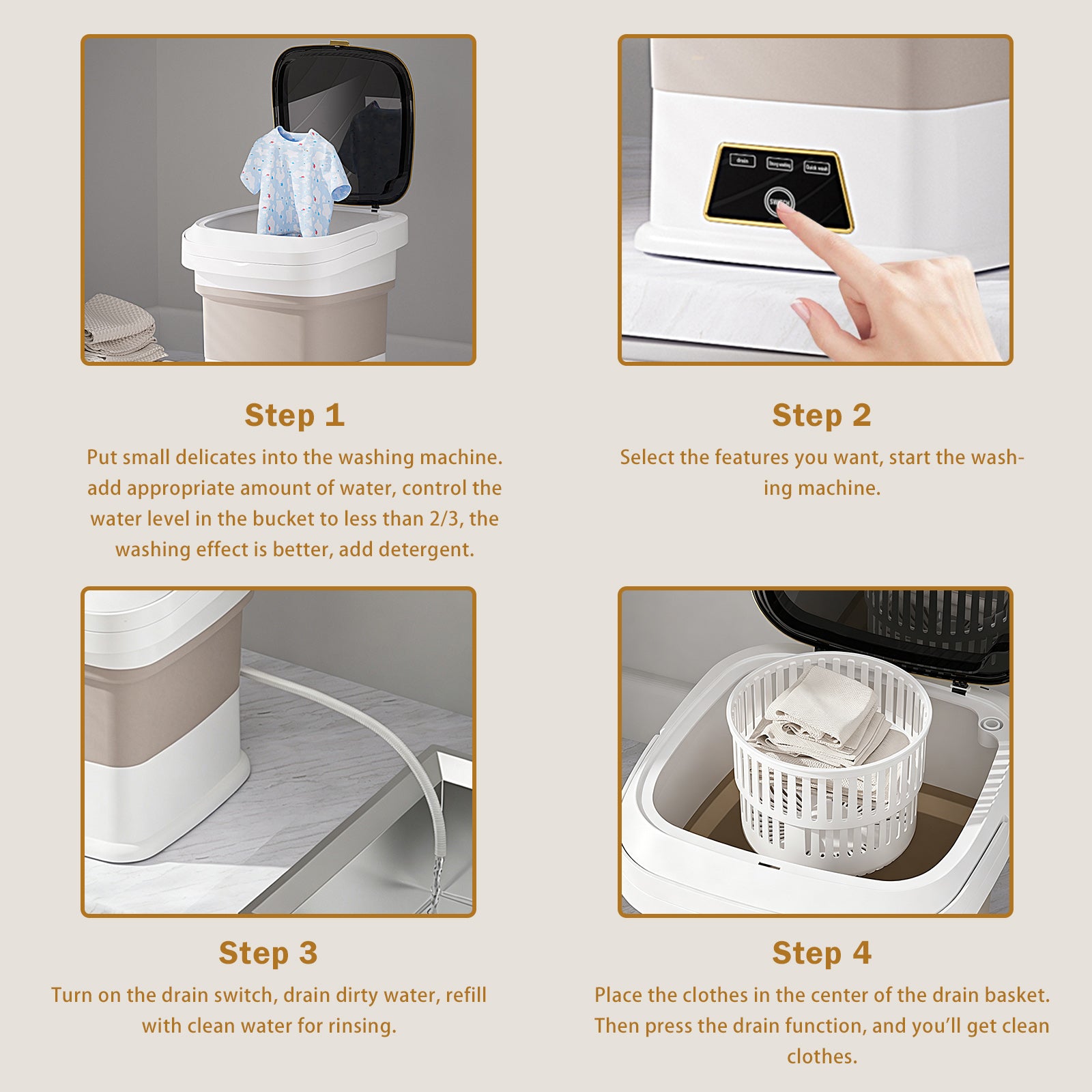 13L Portable Washing Machine Mini Washer Foldable Washer For Underwear Family