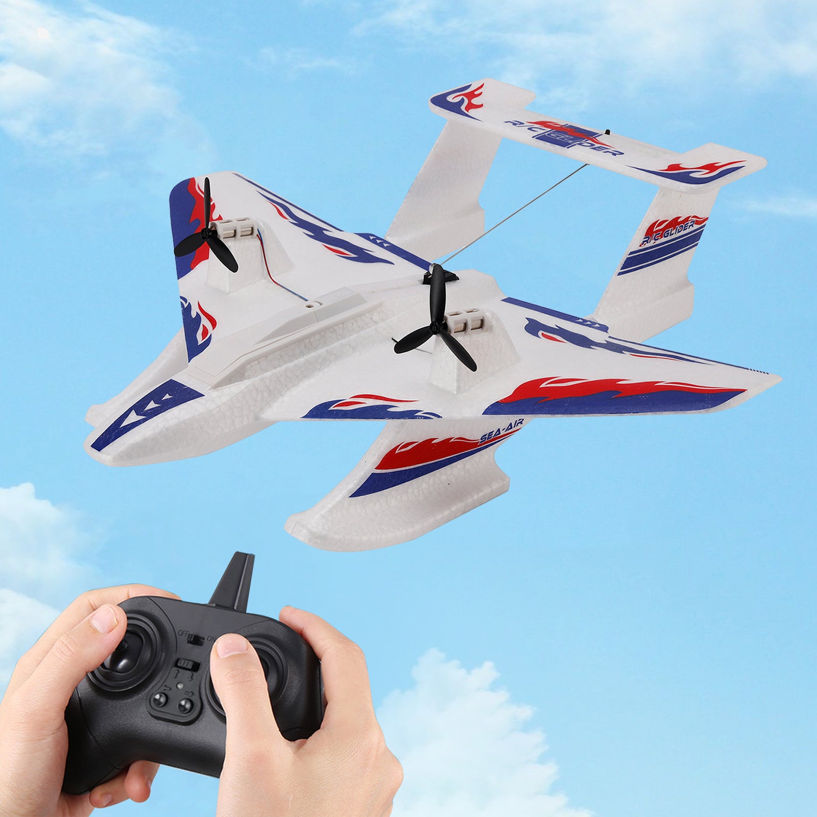KF701 2.4GHz 3CH RC Plane For Water Land & Air Aircraft Remote With 2 Batteries