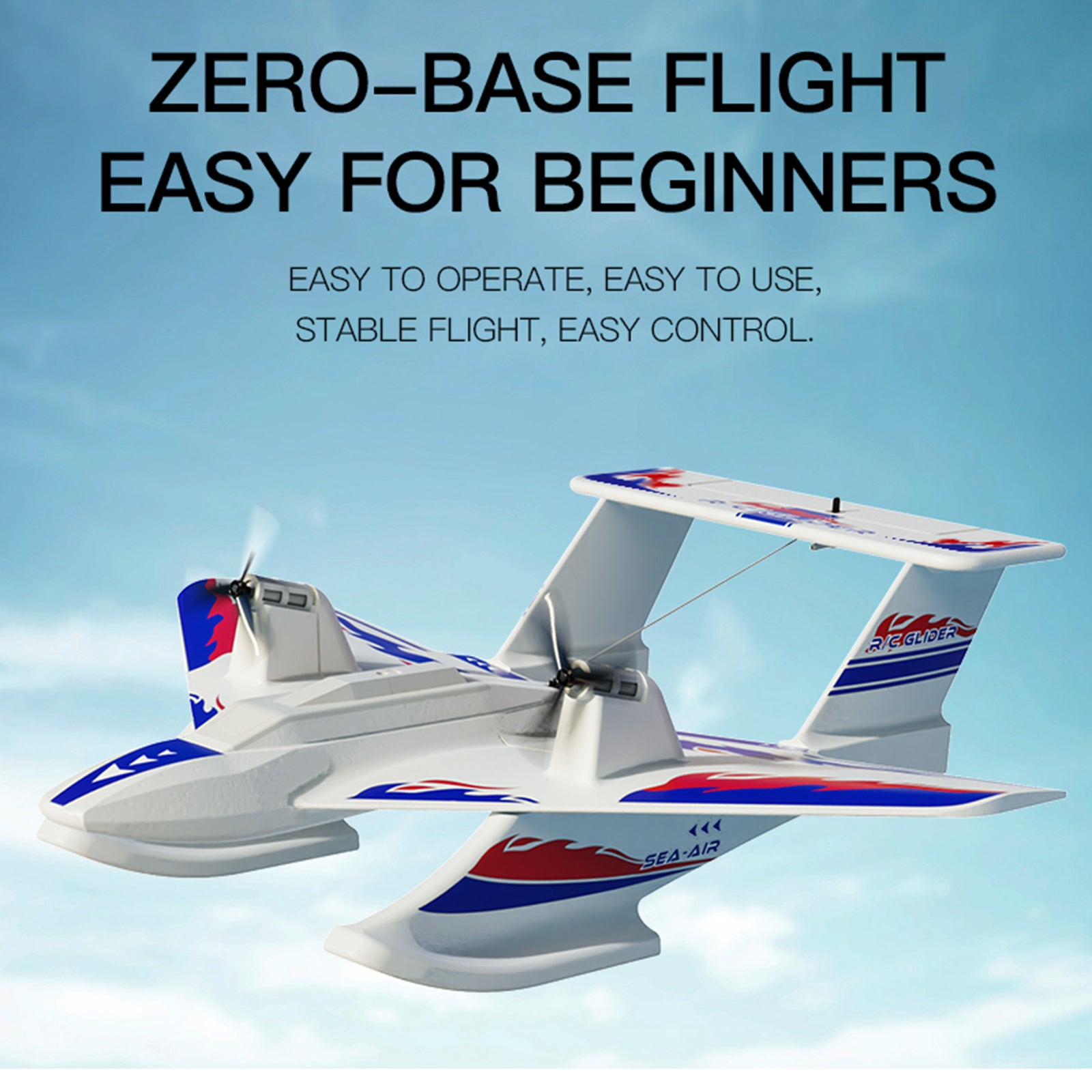 KF701 2.4GHz 3CH RC Plane For Water Land & Air Aircraft Remote With 2 Batteries