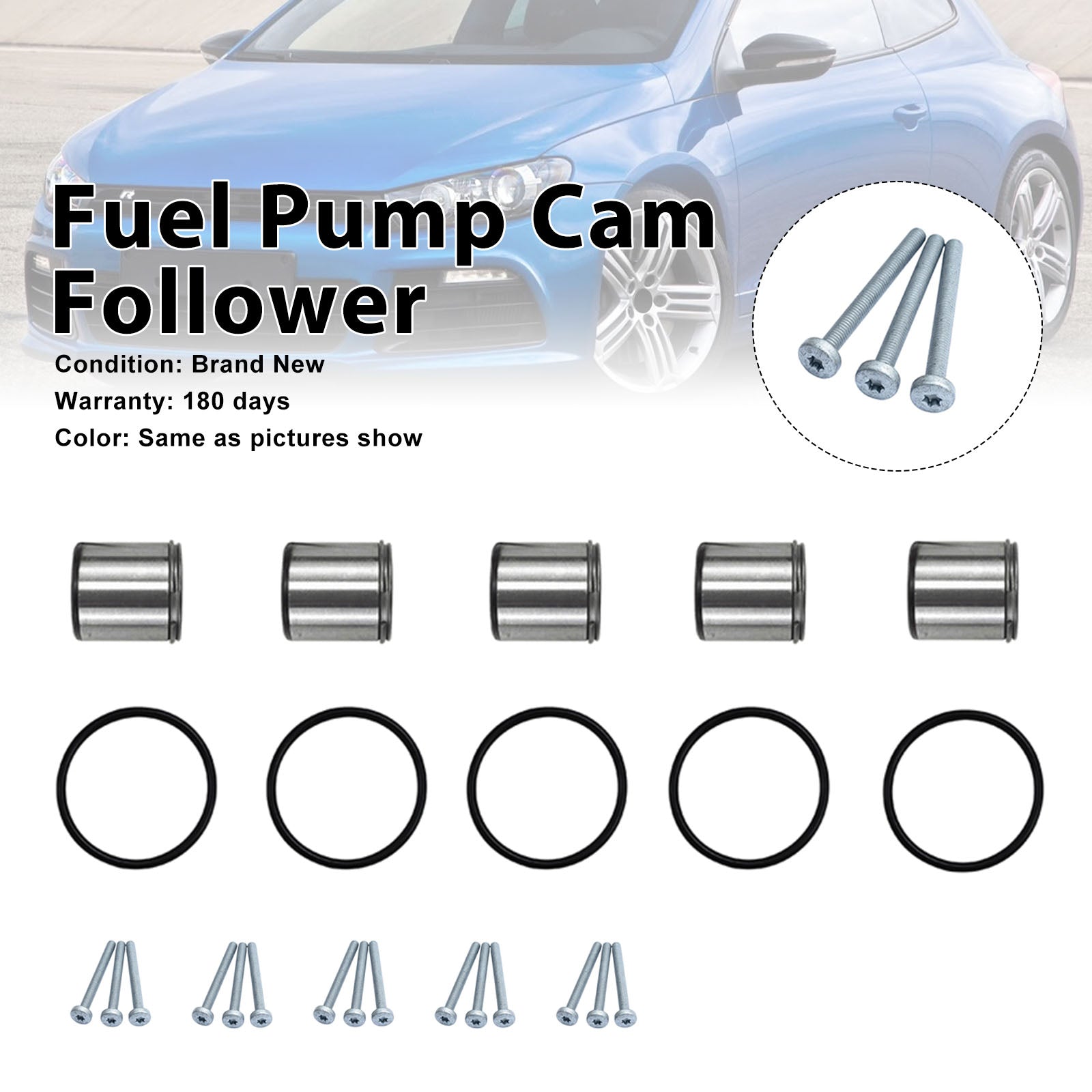5PCS Fuel Pump Cam Follower Tappet Seal + O-Ring Fit Audi TT 2.0 Fit Seat