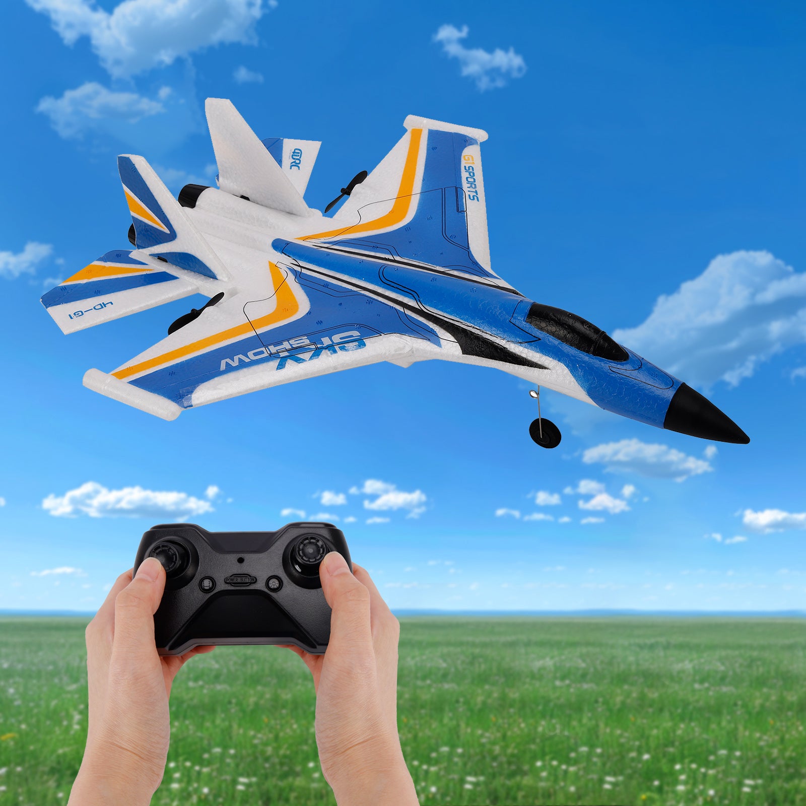 4D-G1 2CH RC Glider Fighter Jet Airplane Toy Gift With 2 Batteries Blue