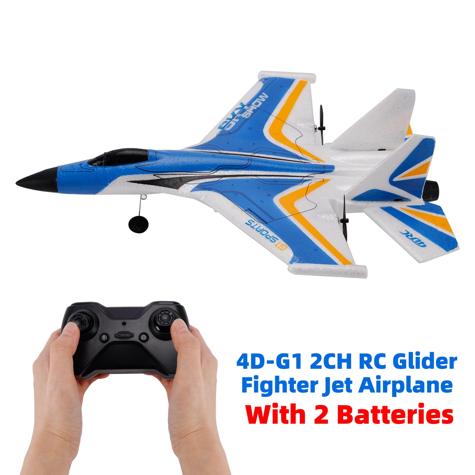 4D-G1 2CH RC Glider Fighter Jet Airplane Toy Gift With 2 Batteries Blue