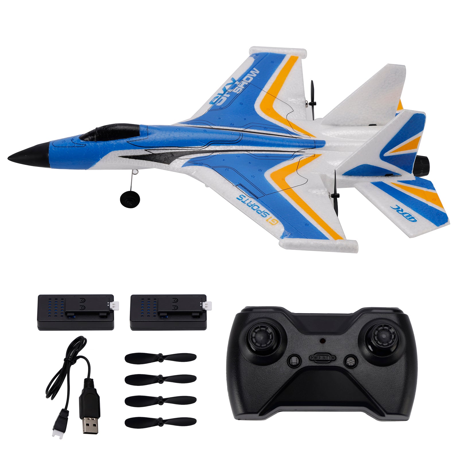 4D-G1 2CH RC Glider Fighter Jet Airplane Toy Gift With 2 Batteries Blue