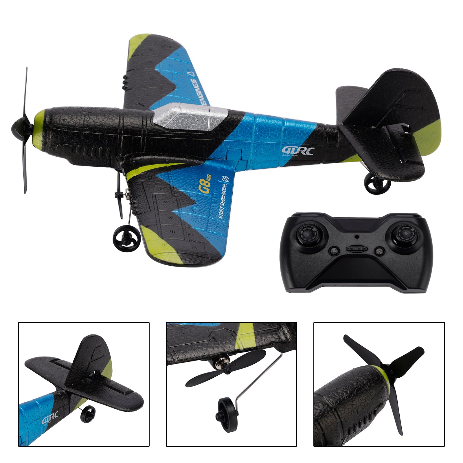 4D-G8 2.4GHz 2 Channel RC Glider Airplane Kid Toy Gift With 2 Batteries Blue