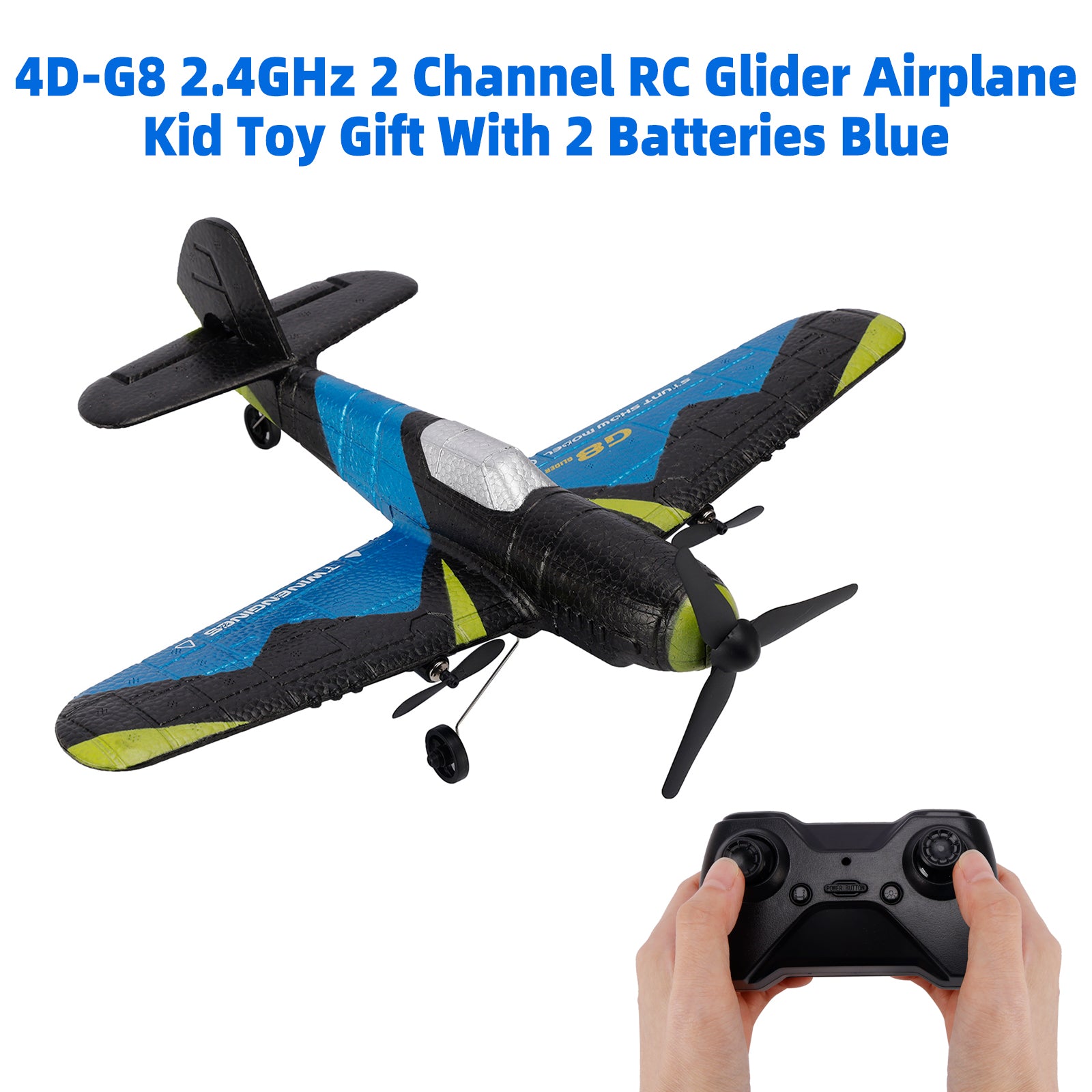 4D-G8 2.4GHz 2 Channel RC Glider Airplane Kid Toy Gift With 2 Batteries Blue