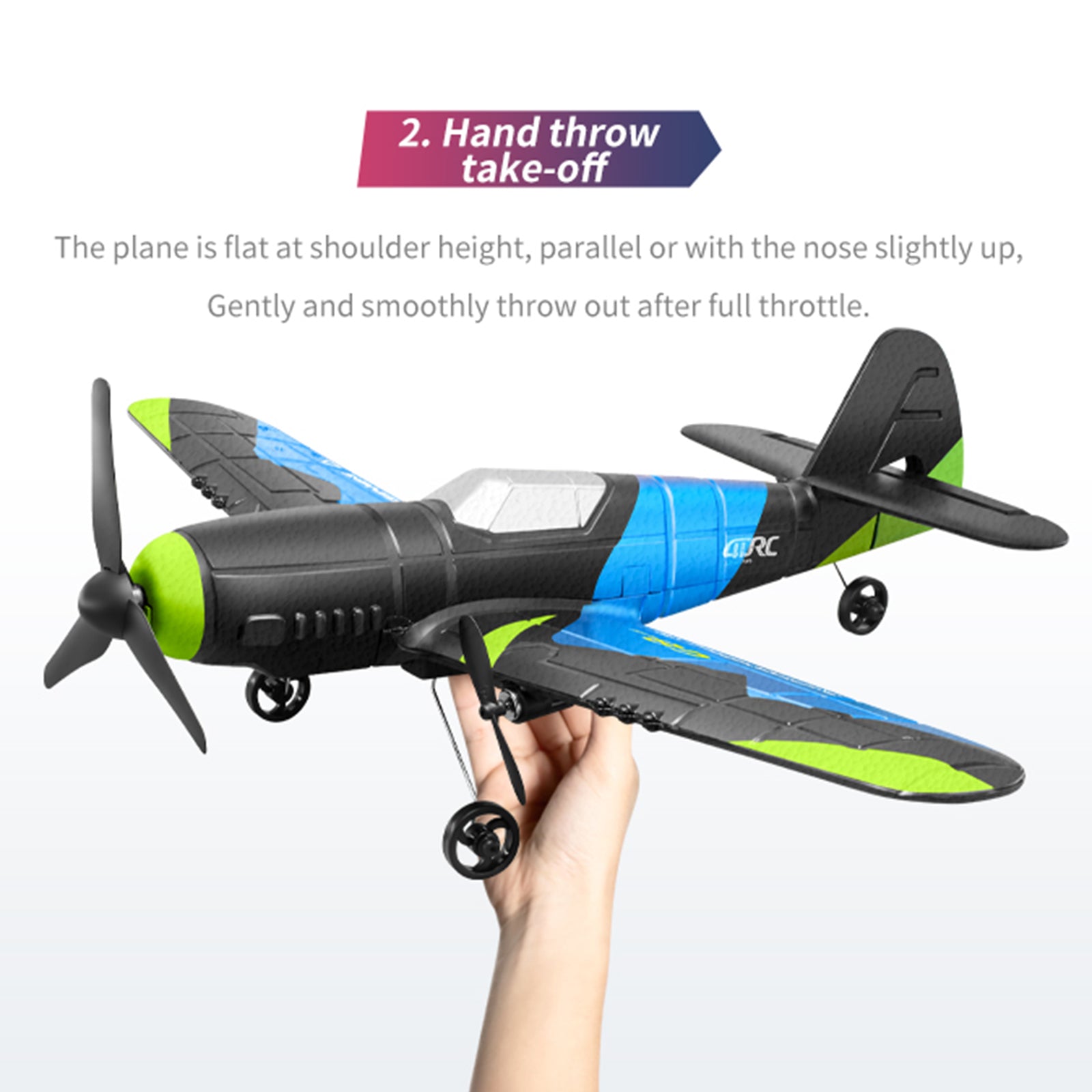 4D-G8 2.4GHz 2 Channel RC Glider Airplane Kid Toy Gift With 2 Batteries Blue