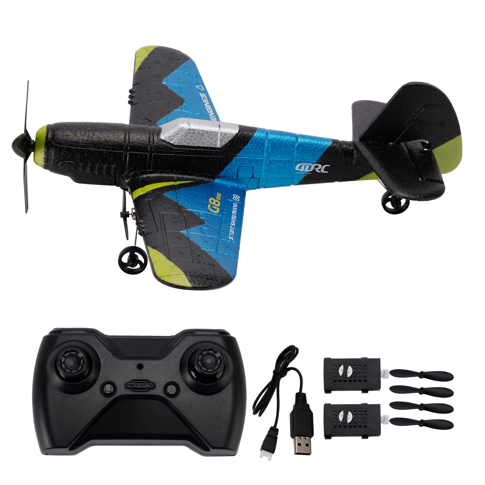 4D-G8 2.4GHz 2 Channel RC Glider Airplane Kid Toy Gift With 2 Batteries Blue