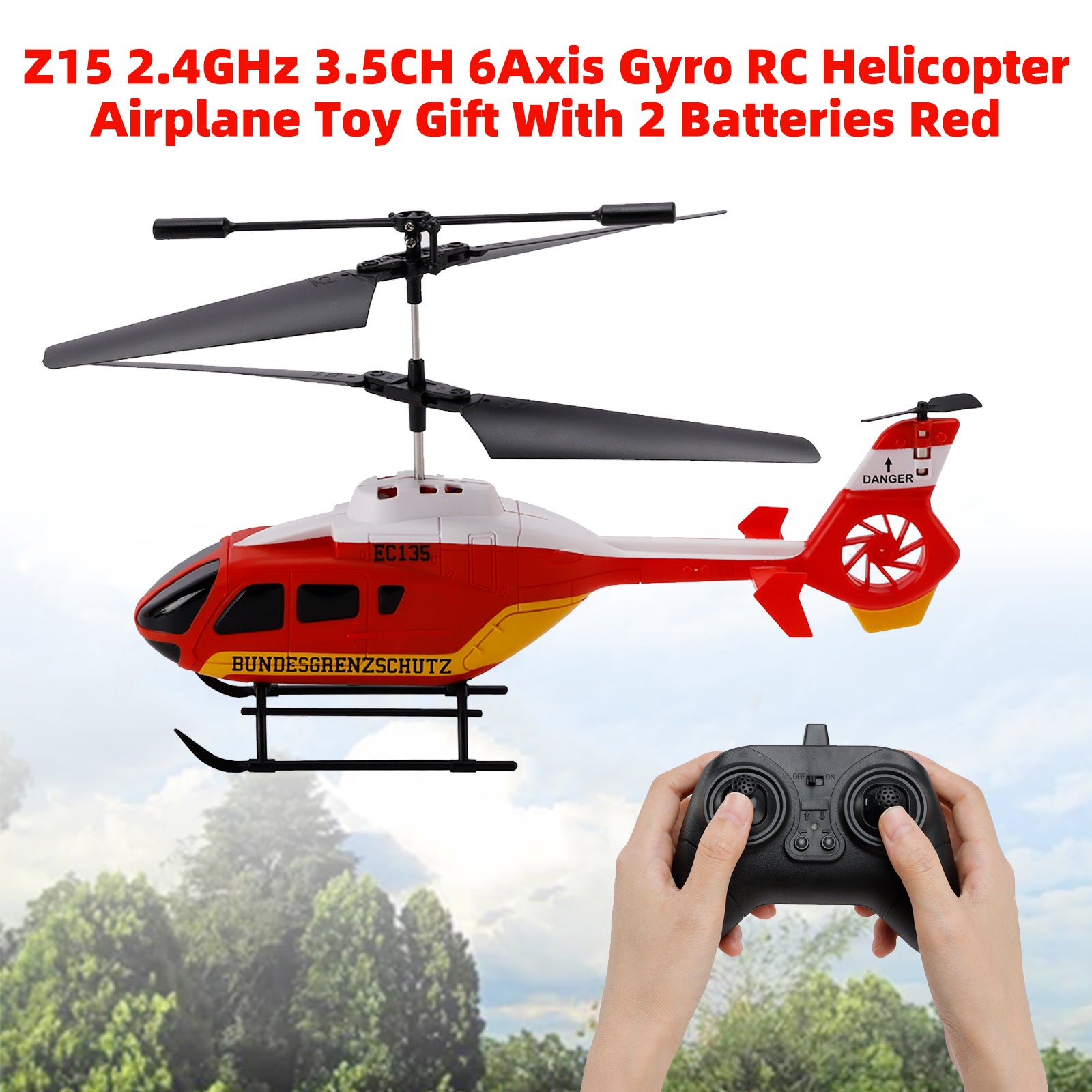 Z15 2.4GHz 3.5CH 6Axis Gyro RC Helicopter Airplane Toy Gift With 2 Batteries Red