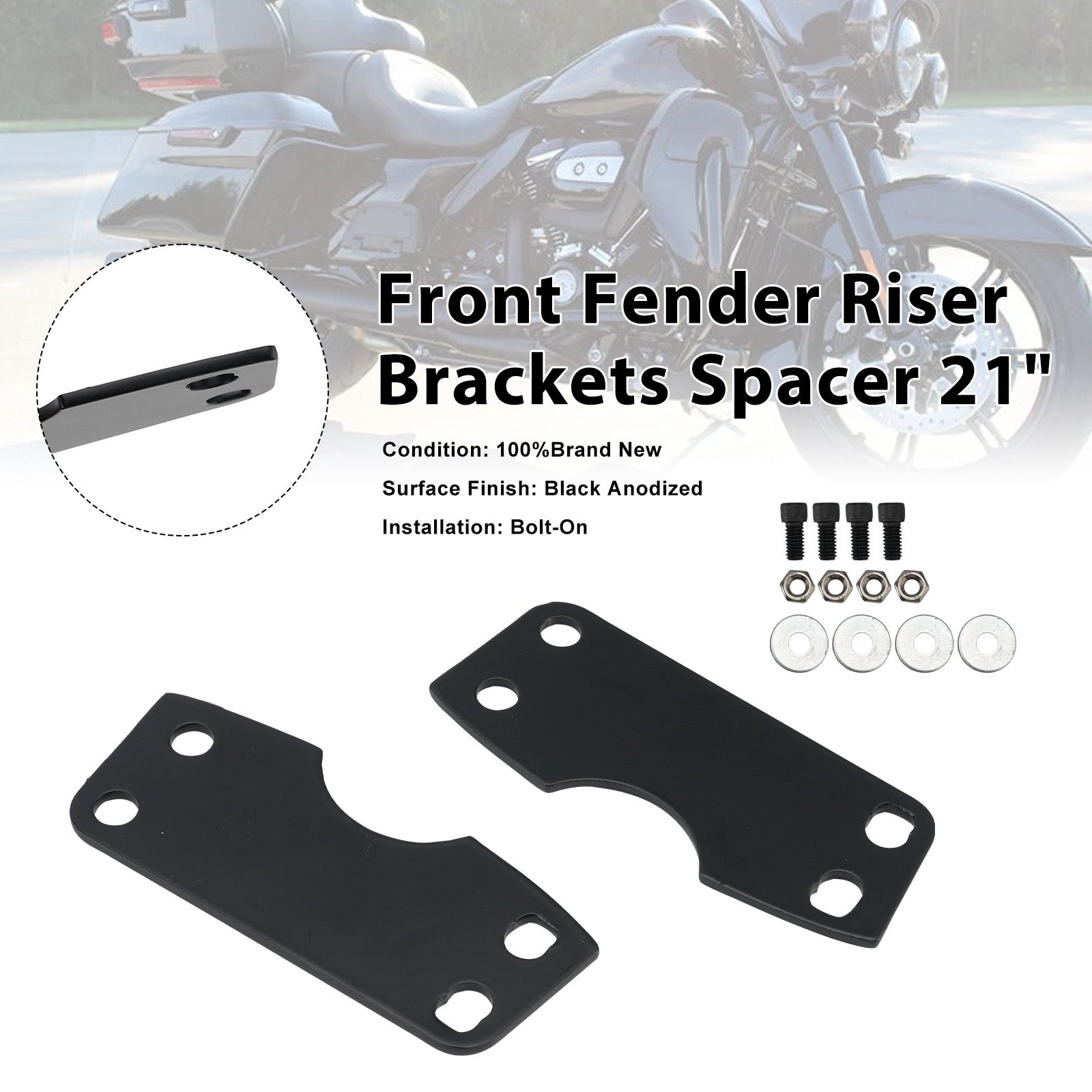 Front Fender Riser Brackets Spacer 21" For Touring Road Glide King Street 2024+