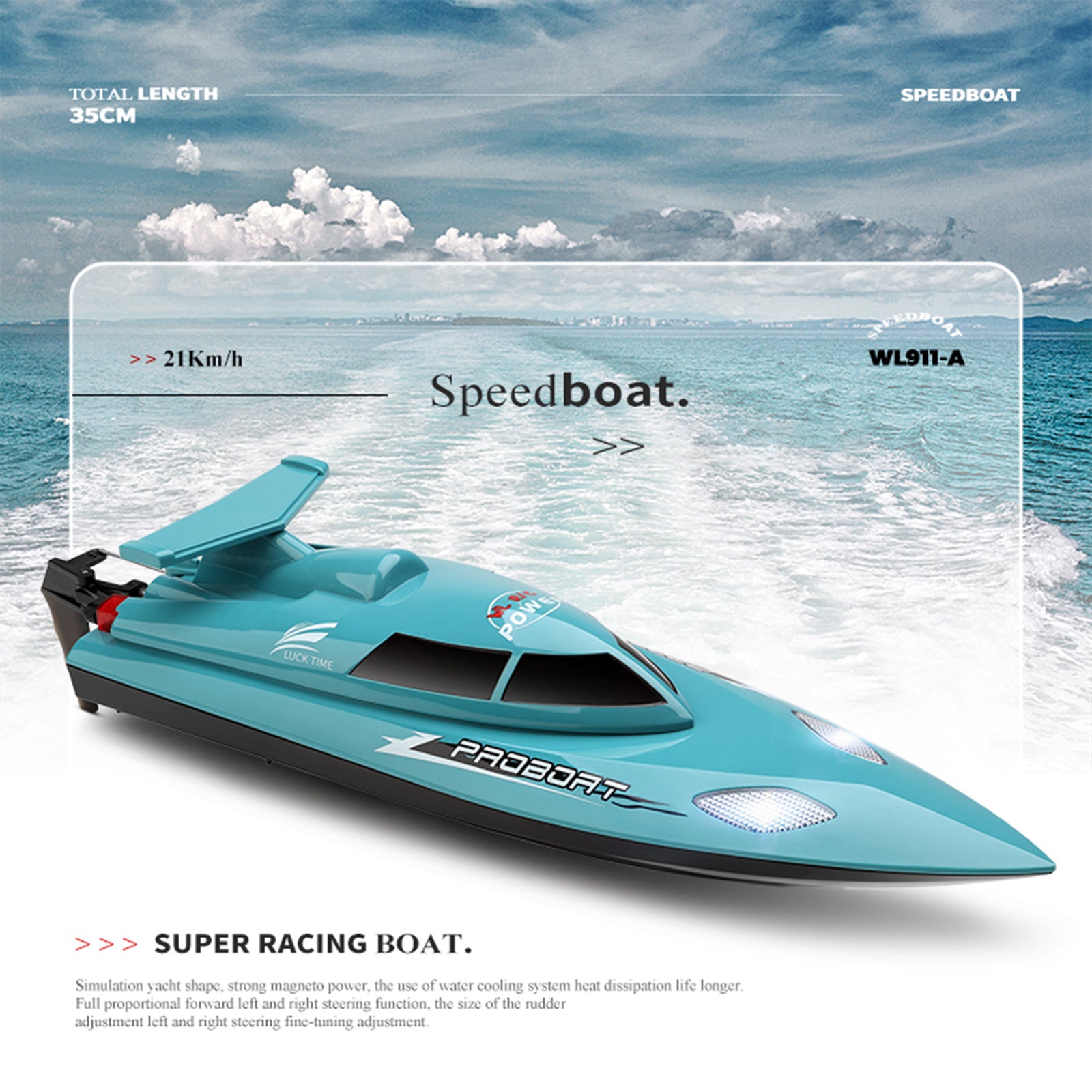 WLtoys WL911-A 2.4GHz 21KM/H High Speed RC Racing Boat Toy With Self Righting