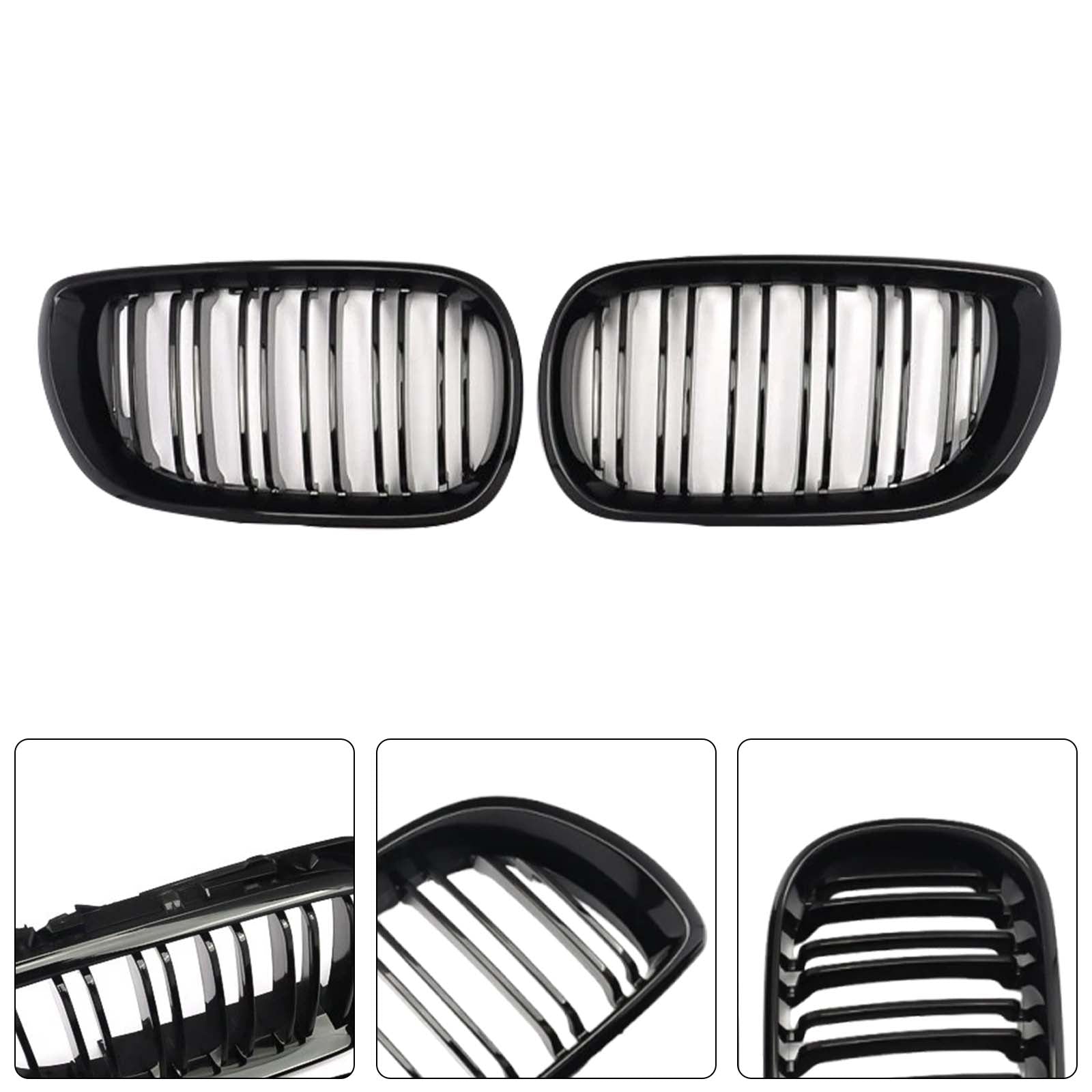 Front Kidney Hood Grille Grill For BMW E46 3 Series 4 Door 2002-2005 Gloss Black