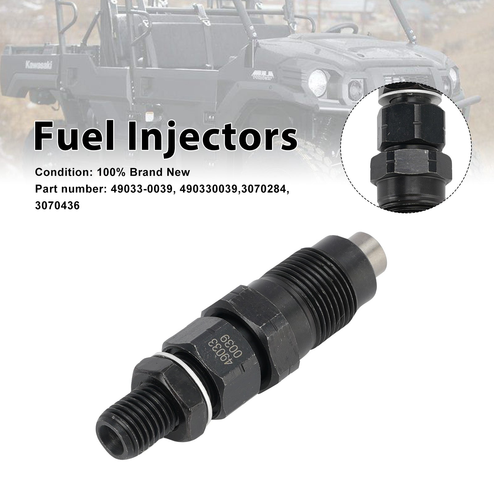 49033-0039 Fuel Injectors 3070284 3070436 For Kawasaki KAF1000 Polaris UTV