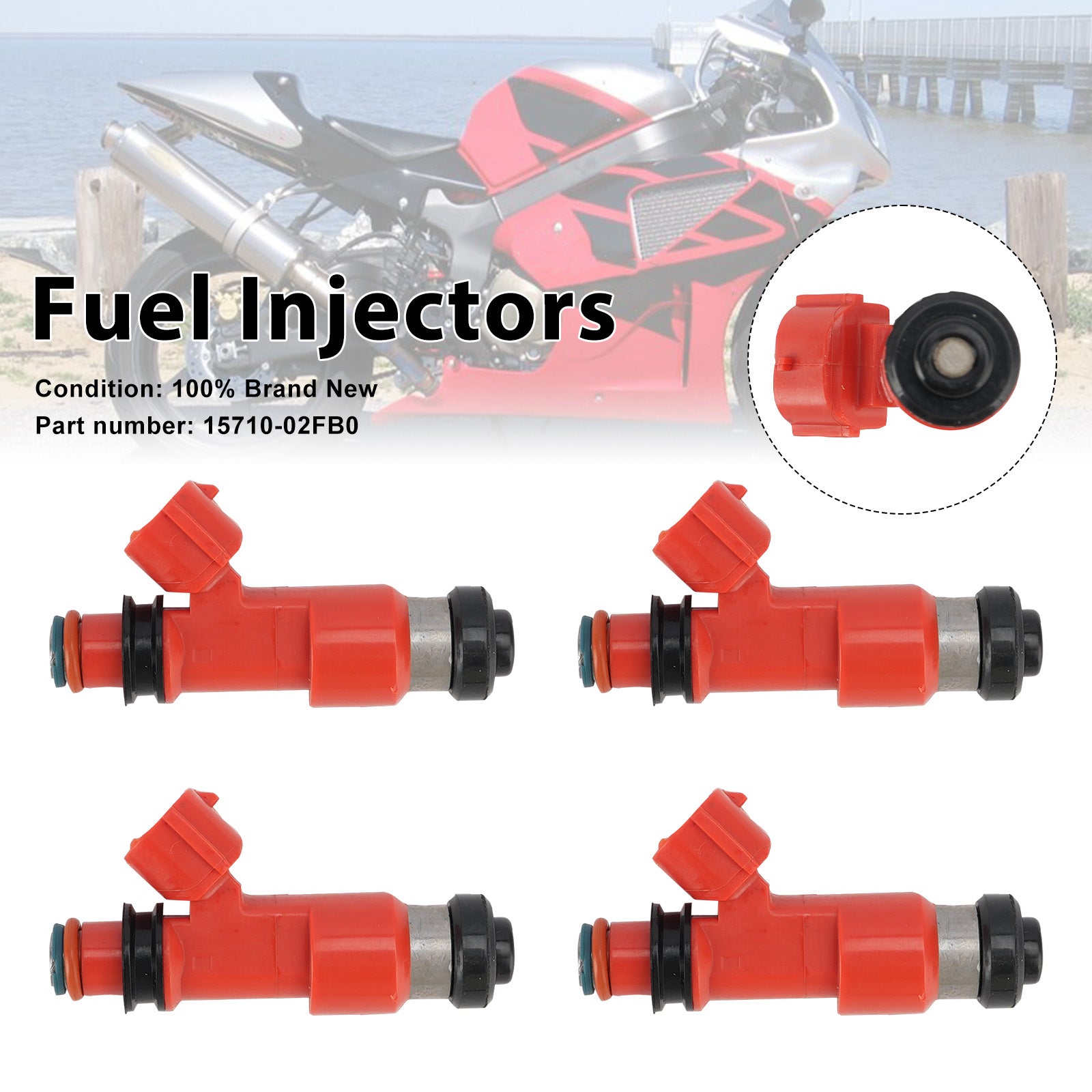 4PC Fuel Injectors 15710-02FB0 For Suzuki TL1000R 1998-2003