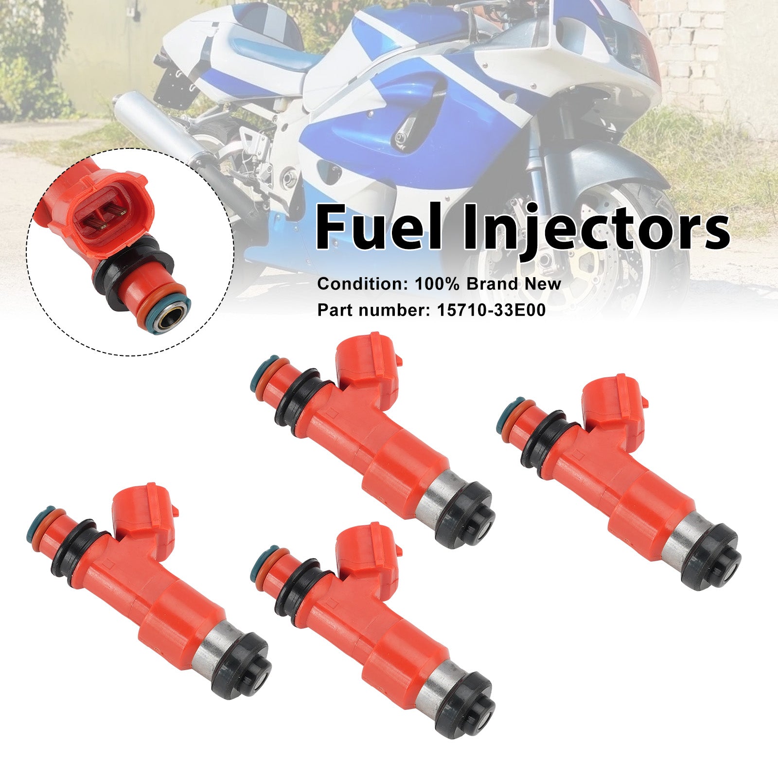 4PC Fuel Injectors 15710-33E00 For Suzuki GSXR750 GSX-R750 1998-1999