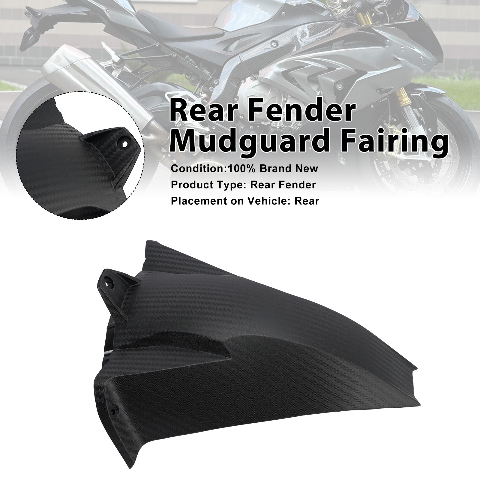 Rear Fender Mudguard Fairing For BMW S1000RR 2009-2018 Black